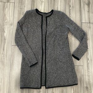 Talbots Black and Gray Open-Front Cardigan